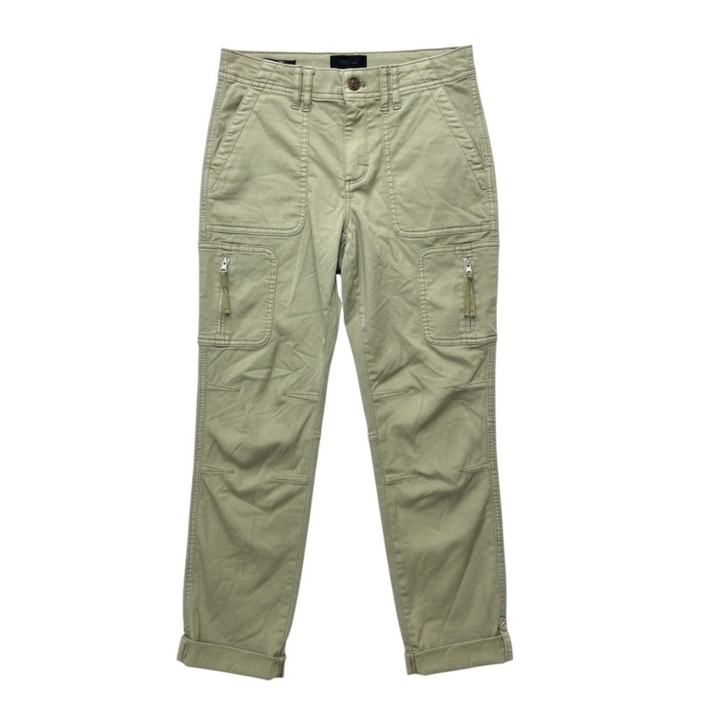 White House Black Market Pret-A-Pedi Cargo Pants Sage Green Straight Crop Size 0
